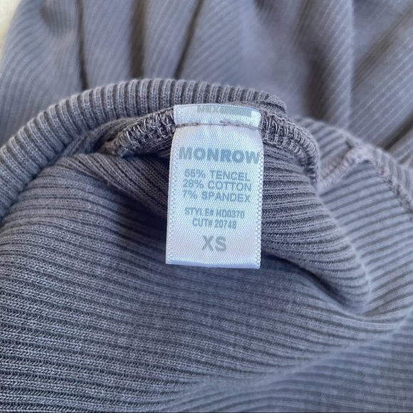 MONROW Gray Cotton Blend Racerback Curved Hem Rib Racer Tank Dress EUC Size XS - Picture 9 of 10
